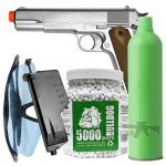 HG121 Airsoft Gas Pistol Silver Bundle Set