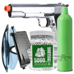 Sr1911 Gas Blowback Full Metal Silver Airsoft Pistol Bundle Set