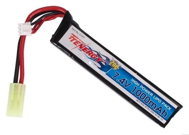 Tenergy LIPO Lithium Polymer LiPo 7.4V 1000mAh 20C Stick Battery Airsoft