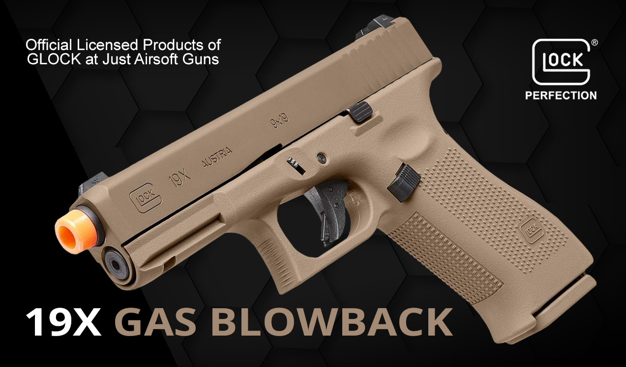 GLOCK 19X GAS BLOWBACK AIRSOFT PISTOL TAN b2