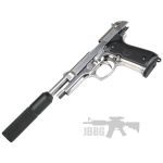 SR92 Co2 Blowback Silver Airsoft Pistol with Silencer – 6MM