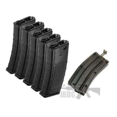 SRC SET OF 5 X 140 Rounds M4 / M16 AEG Mid Cap A Grade Magazine – Black