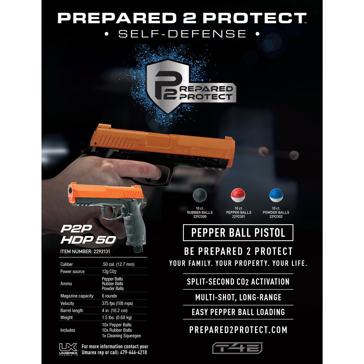 Umarex P2P HDP .50 Caliber Home Defense Pistol with Pepper Ammo