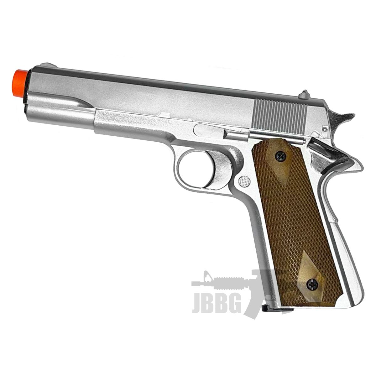 NEW M1911 Replica Full Metal Silver Airsoft Spring Pistol 1911 6MM BB Gun  w/ BBs
