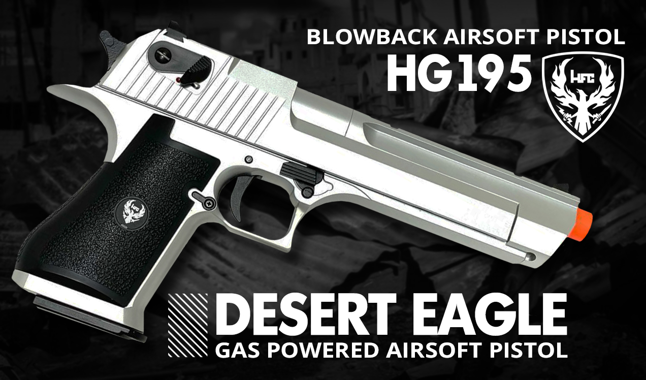 HFC HG195 Desert Eagle Gas Powered Blowback Airsoft Pistol b1 silver
