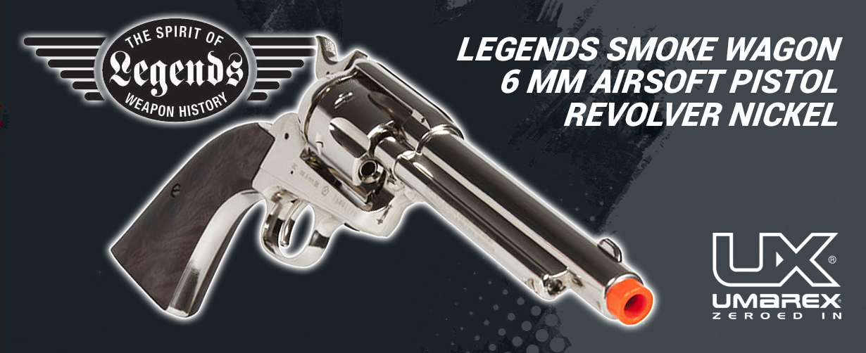 LEGENDS SMOKE WAGON 6 MM AIRSOFT PISTOL REVOLVER NICKEL 100