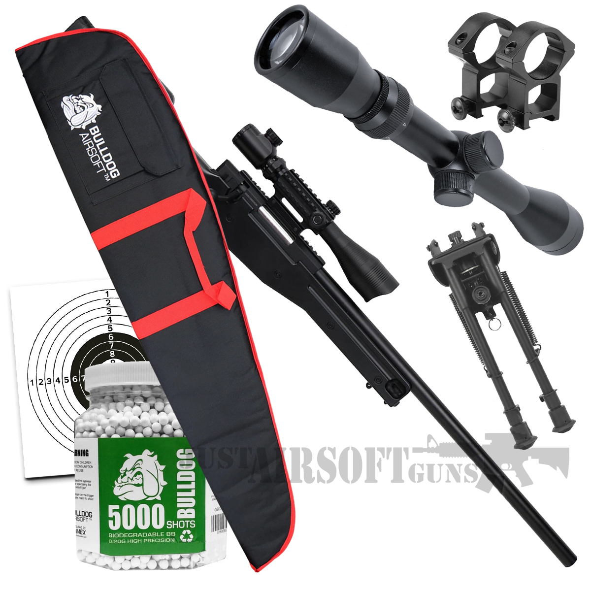 M57A Bolt Action Airsoft Sniper Rifle Bundle Set Just Airsoft Guns