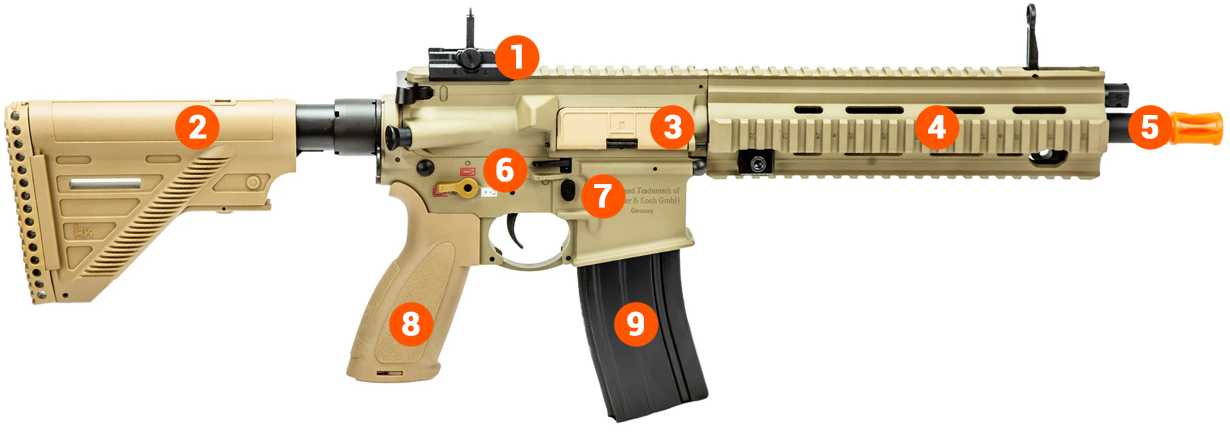 Elite Force H&K HK416a5 Competition Airsoft Rifle AEG (Tan) info