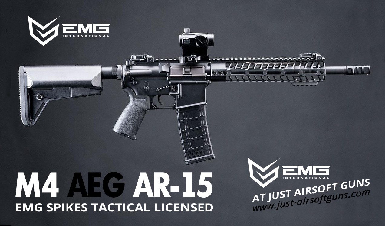 EMG Spikes Tactical Licensed M4 AEG AR 15 Parallel Training Weapon Airsoft Gun – 10 SBR 400 FPS