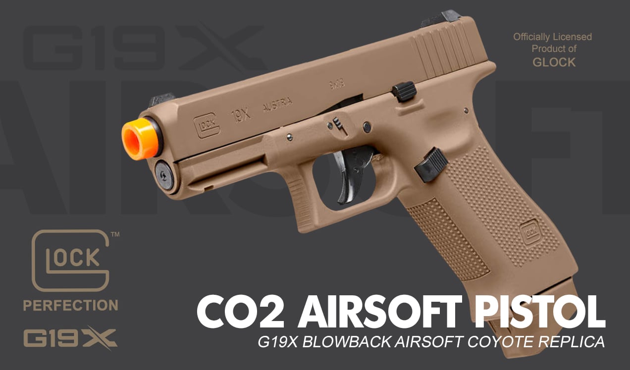 GLOCK G19X CO2 6MM AIRSOFT PISTOL COYOTE B1